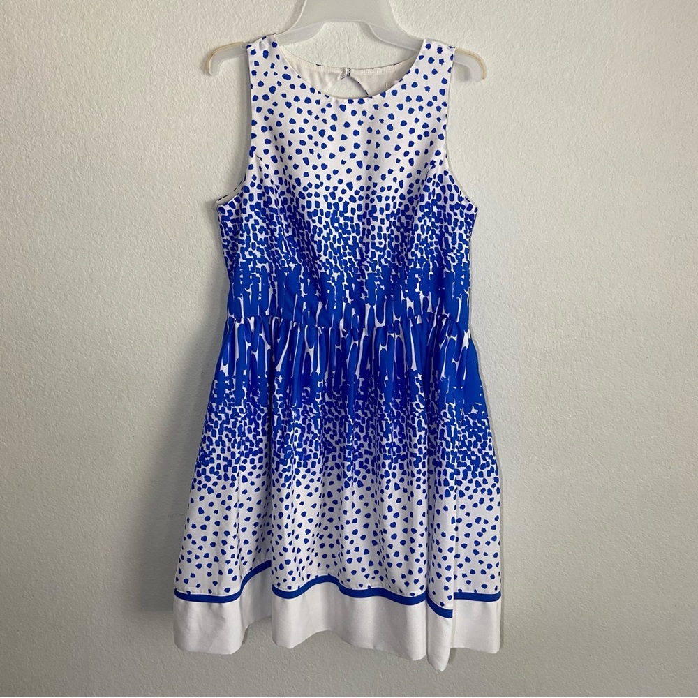 eliza j fit and flare Cinch Waist geometric midi dress Size 12